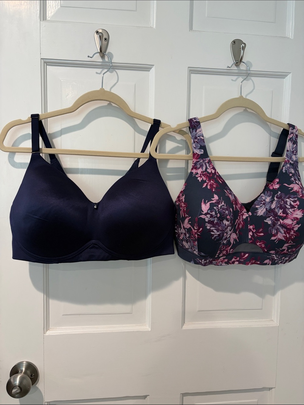 Women's Navy and Floral Support Bras - Comfortable Everyday Wear Bundle. 38DD